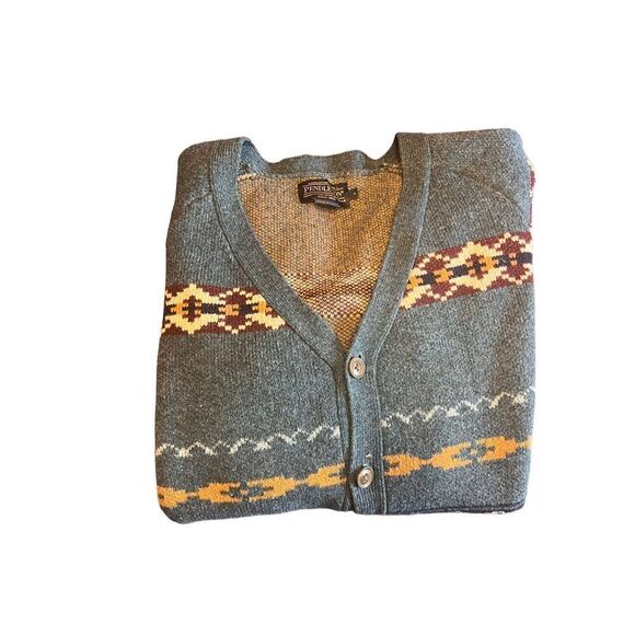 Pendleton vintage wool ugly grandpa aztec southwestern Tuscan tribal large - Picture 4 of 7